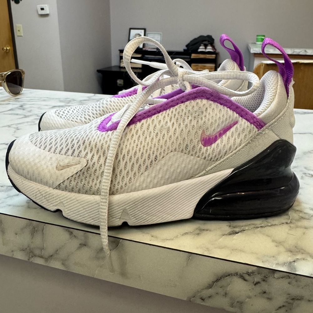 Nike White and Purple Kids Air Max Sneakers